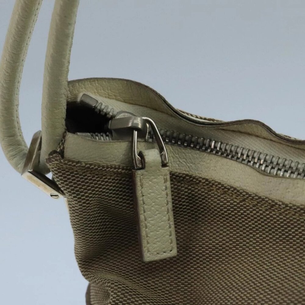 GUCCI Shoulder Bag Canvas Leather Beige White Silver - Picture 11 of 16